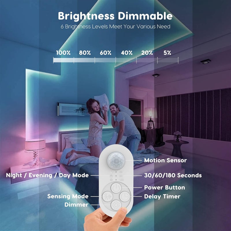orgaror Dual Sensor Stair Lights Indoor, Motion Activated Plug-in Step Light Strip Indoor with Dimmer, Delay Timer for Stairway (WARM WHITE 3000K (16.4FT Light Strip), ETL Power Adapter (4.92FT Cable)) - Image 4